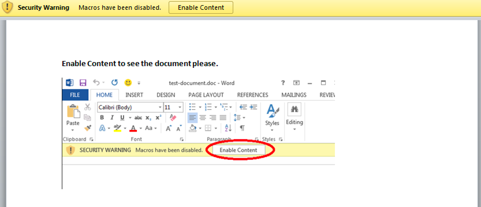 Figure 2. Lure image in Attachment delivery document