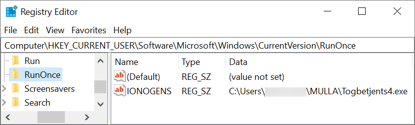 Figure 11. First example of GuLoader persistent through the Windows Registry.