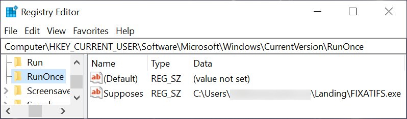 Figure 12. Second example of GuLoader persistent through the Windows Registry