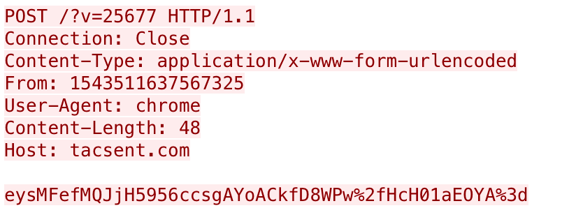RDATサンプルがHTTP C2チャネル経由で送信する初期ビーコン
