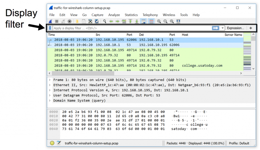 standard wireshark filters