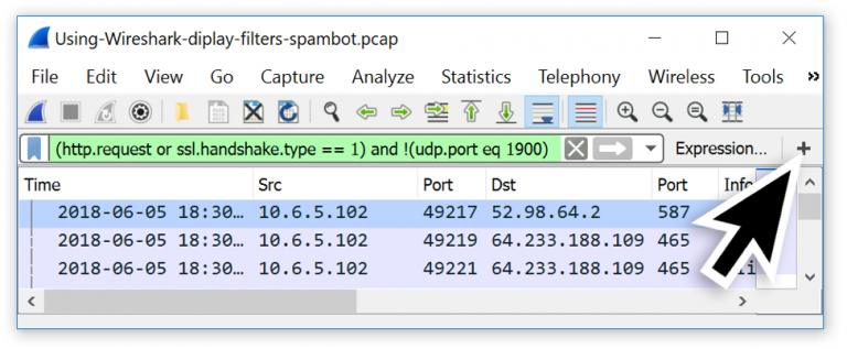wireshark display filter by port