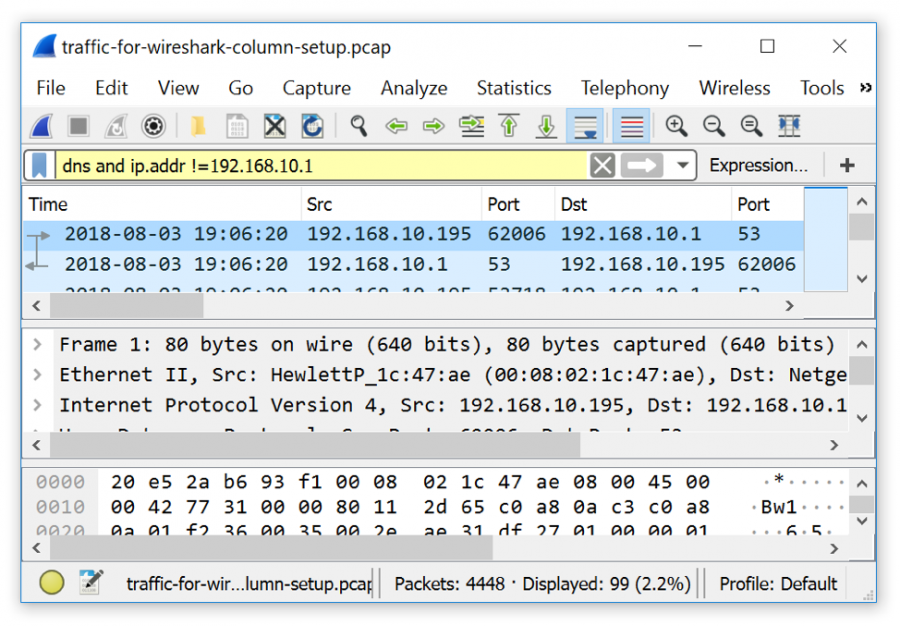 wireshark filter by ip and port