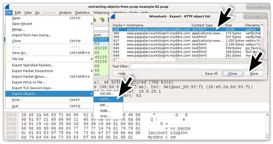 how to save as pcap wireshark