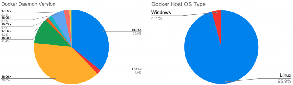 Figure 3. The versions (left) and the OS (right) of the unsecured Docker hosts