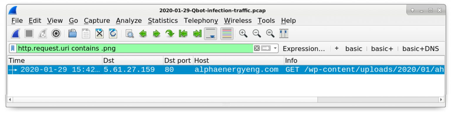 how to list urls in pcap wireshark filter