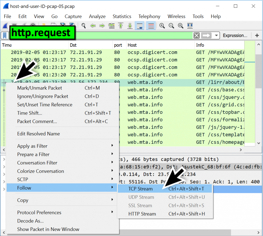 wireshark search for string in info