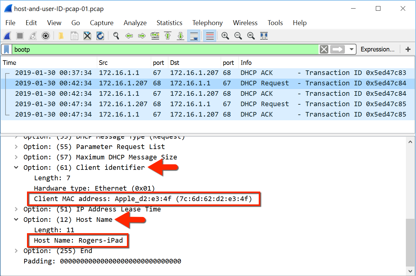 determine ip and mac header information for a data packe