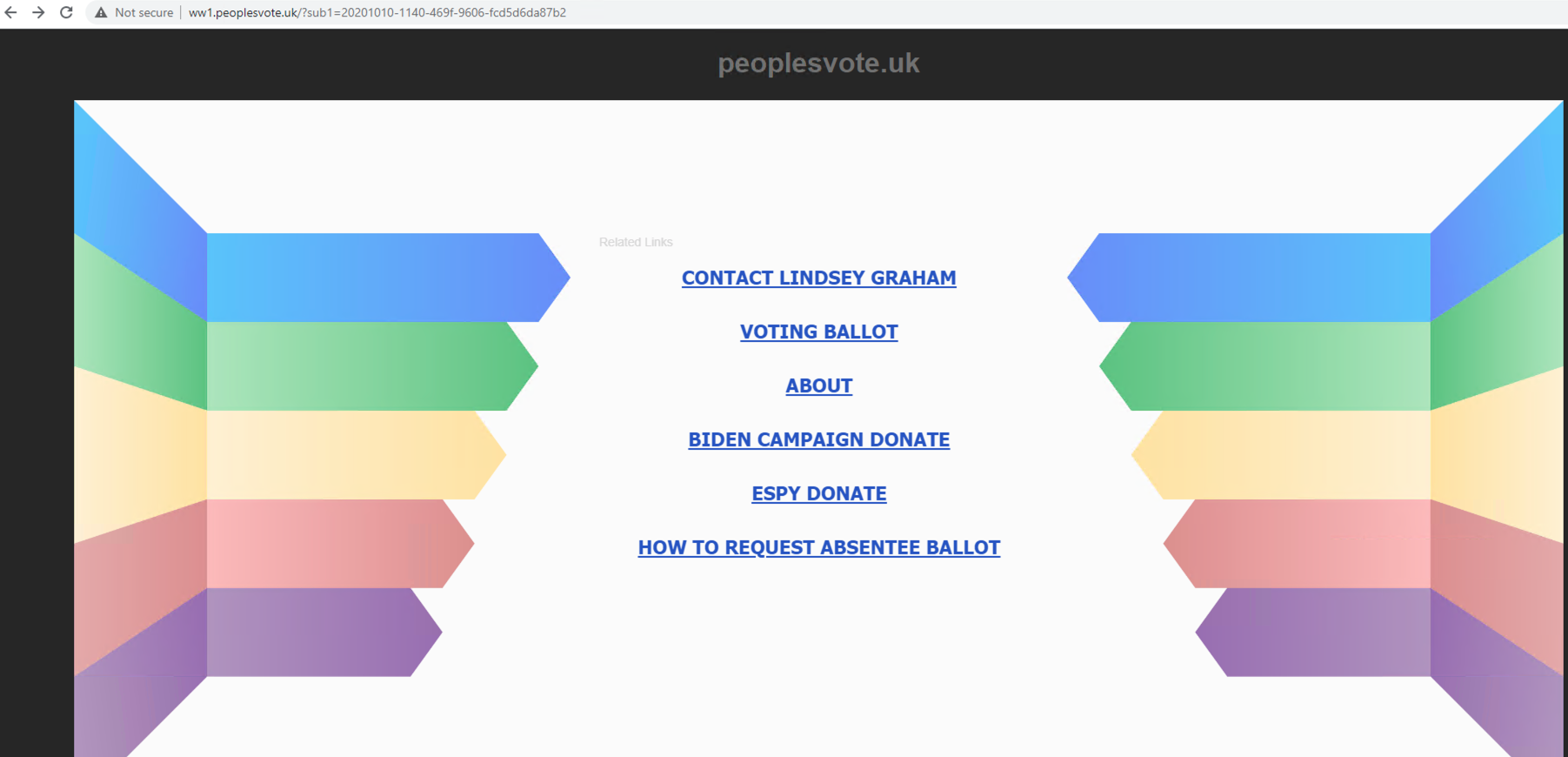 This shows how peoplesvote[.]uk often appears – a parked domain with ad listings. 