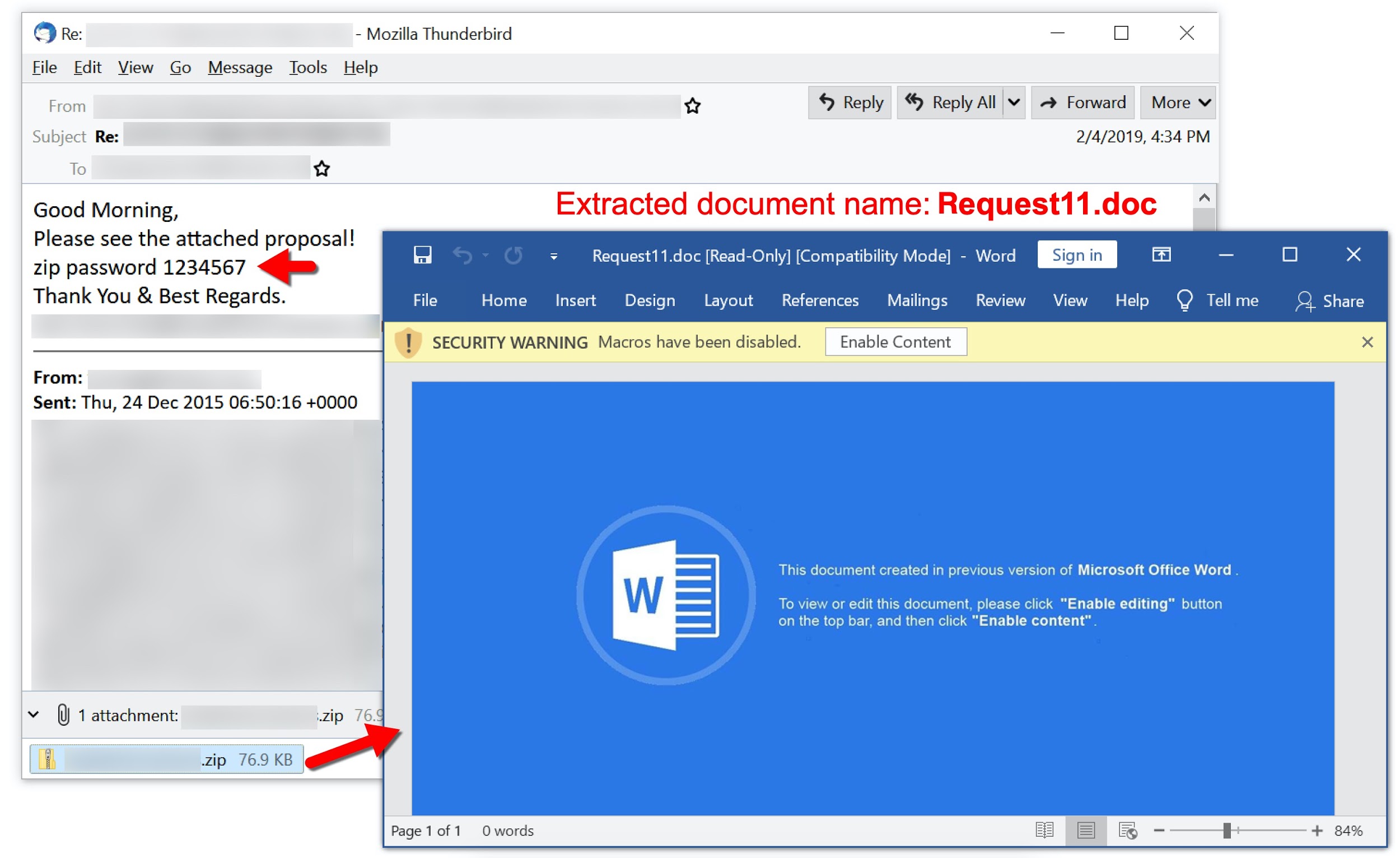 TA551 malspam from February 2019 includes extracted document name: Request11.doc