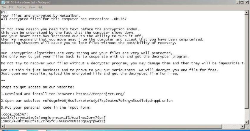 The NetWalker ransom note is an example of one used in recent ransomware attacks.