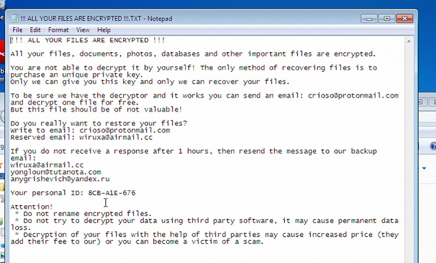 図2 個人ID付きの身代金メモ（出典: Juniper Threat Labs）