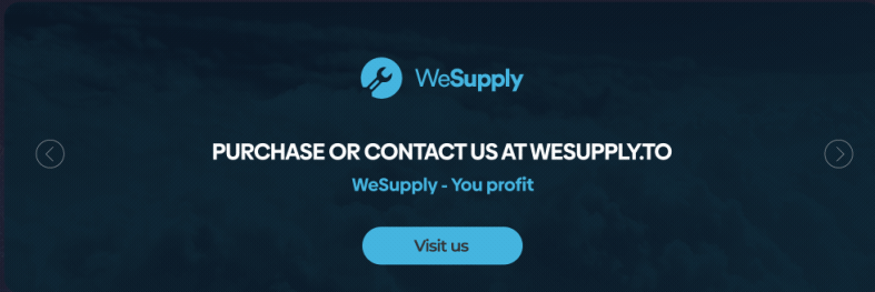 The WeSupply website advertises itself with the tagline, "WeSupply - You profit," as shown in the screenshot. 