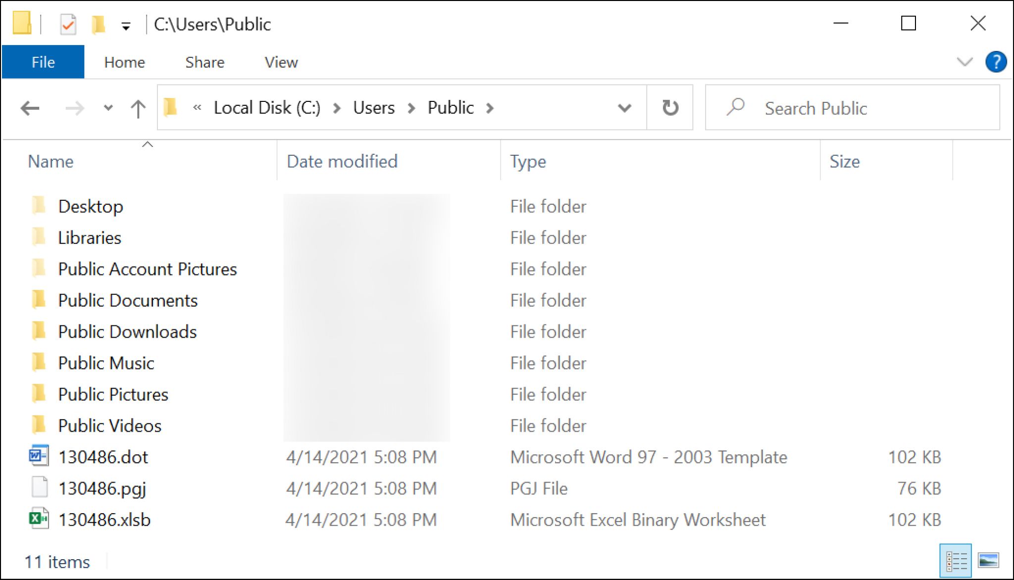 Screenshot delle cartelle di un computer Windows dopo il download delle macro.