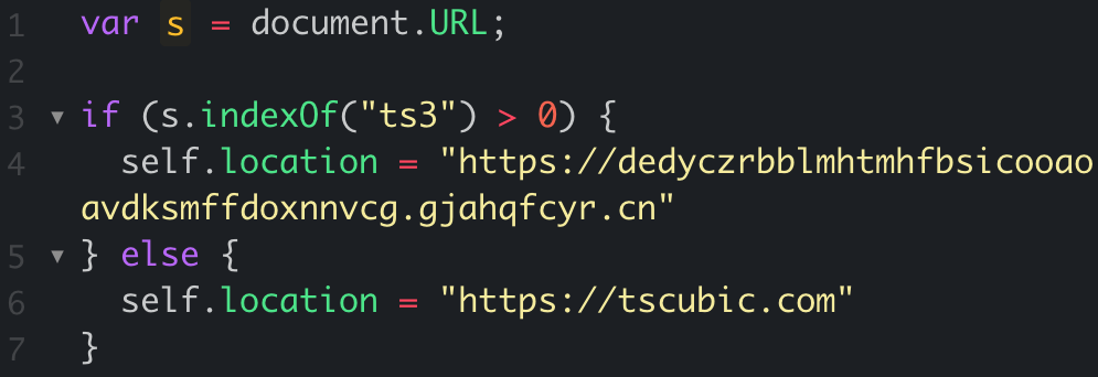 ゲートウェイのホスト名の1つであるjcxivnmqfqoiopdlvejvgucpmrfgmhwdlrkvzqyb.ui1io[.]cnのスクリプトは、URLに特定のパラメータが存在する場合、訪問者を別のフィッシングDGAドメインであるgjahqfcyr[.]cnに転送します。それ以外の場合は、正規の銀行Webサイトにリダイレクトされます。