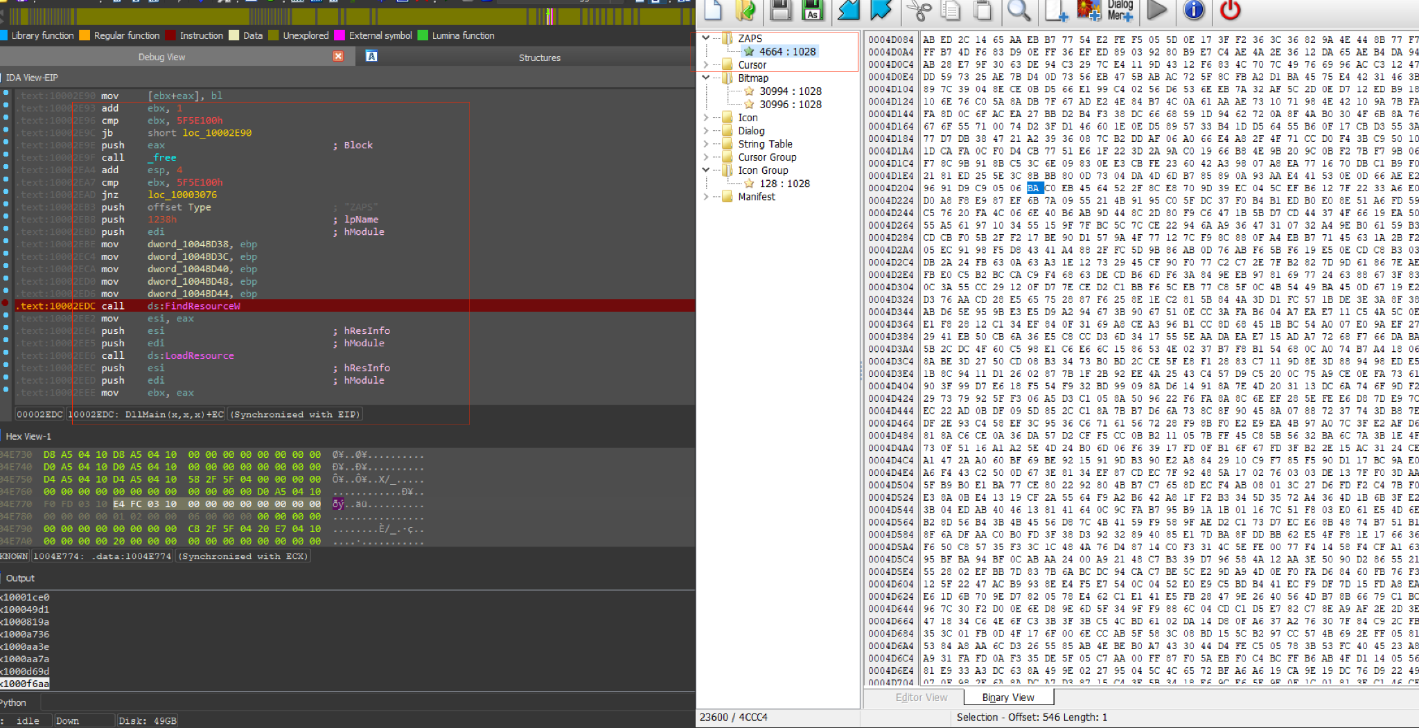 Emotet DLL with an encrypted PE from its resource section.