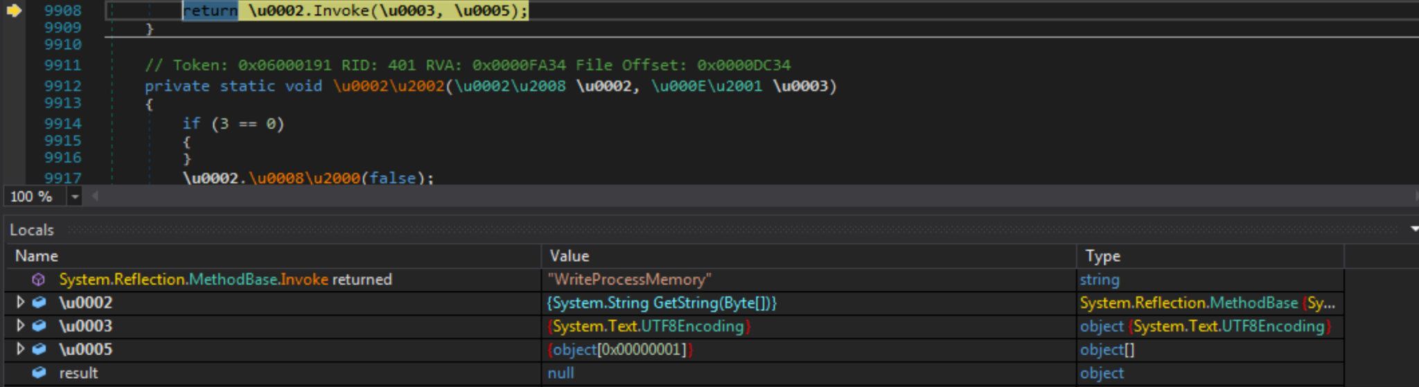 Loading process injection API.