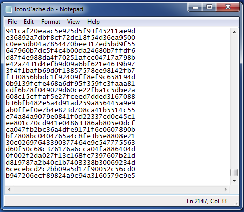 The contents of "IconsCache.db," a database used by the Gamaredon file stealer malware to track unique files. 