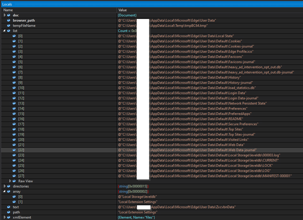 Figure 11. Data collection for exfiltration example.