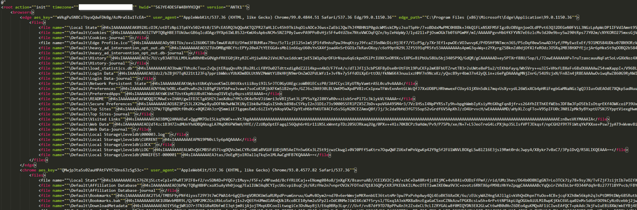 Figure 12. Collected data is exfiltrated as XML format.