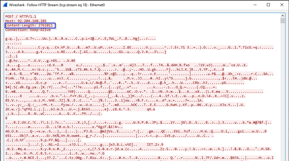 Figure 13. Data leakage exfiltration through HTTP encrypted channel.