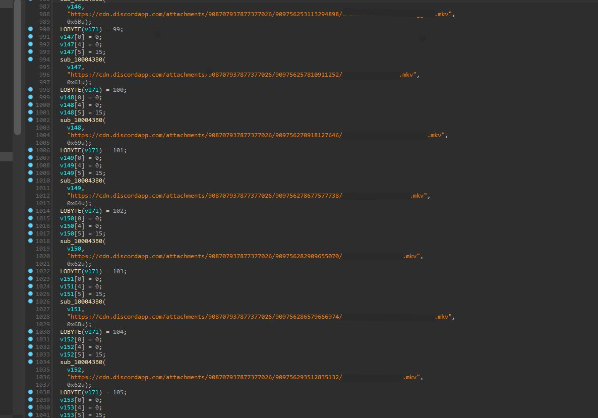 We extracted around 1,400 URLs from XLM adn XLL files, though at the time of analysis, only a few were still up. 