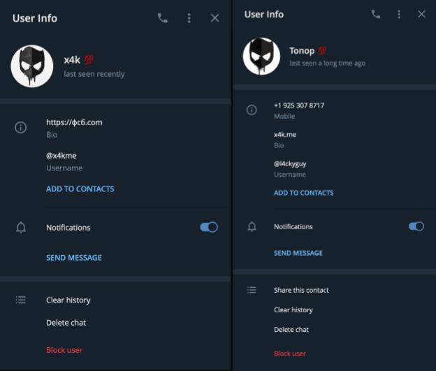 Figure 23. Telegram accounts.