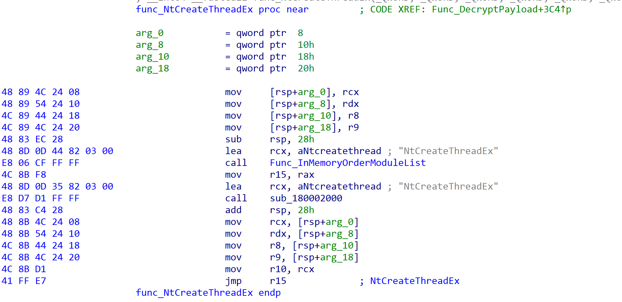 Version.dll calling NtCreateThreadEx.