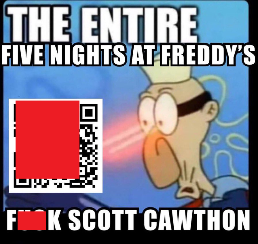 The image shows what appears to be a QR code to download "The entire five nights at Freddy's." 