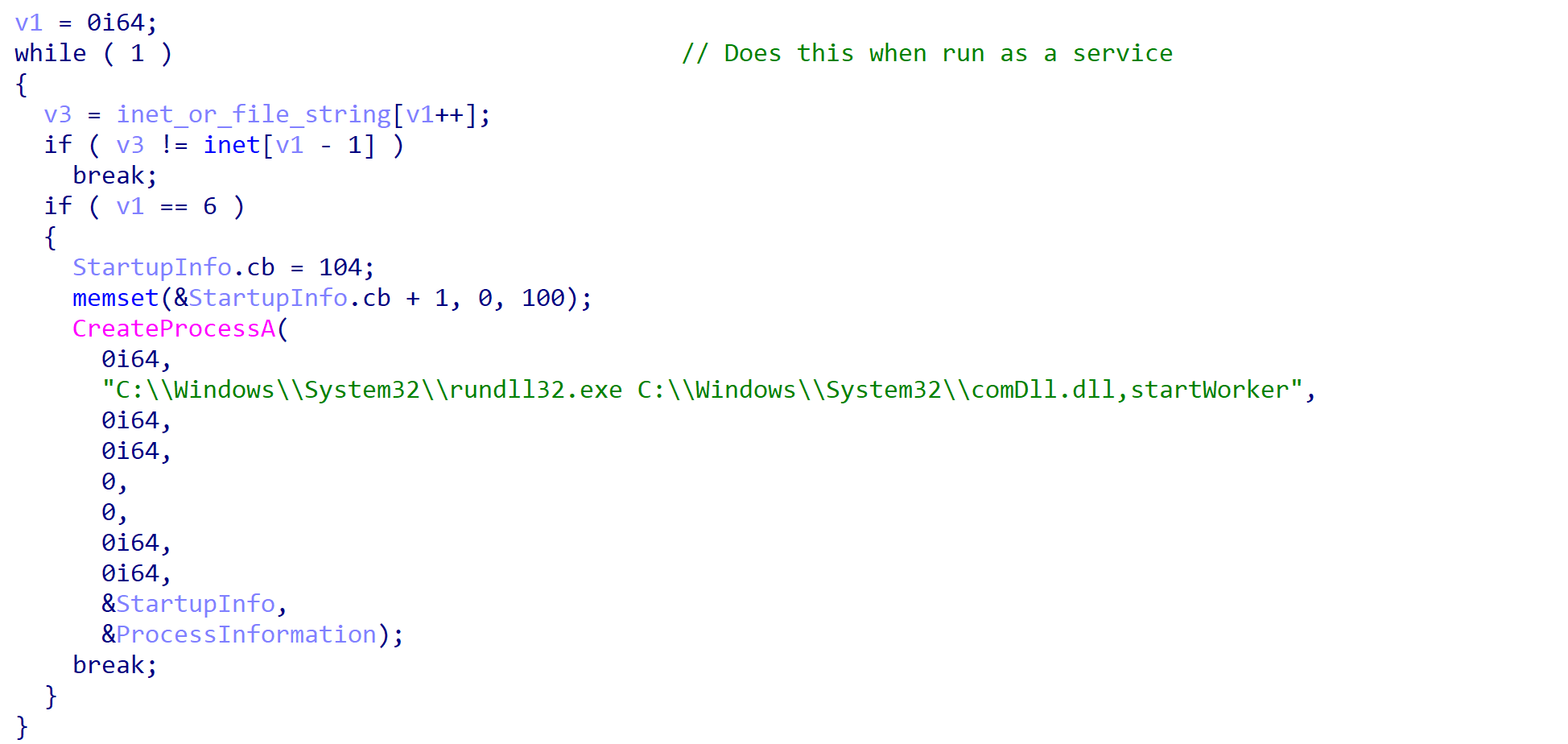 Execution of ROMCOM sample through rundll32.exe with startWorker argument.