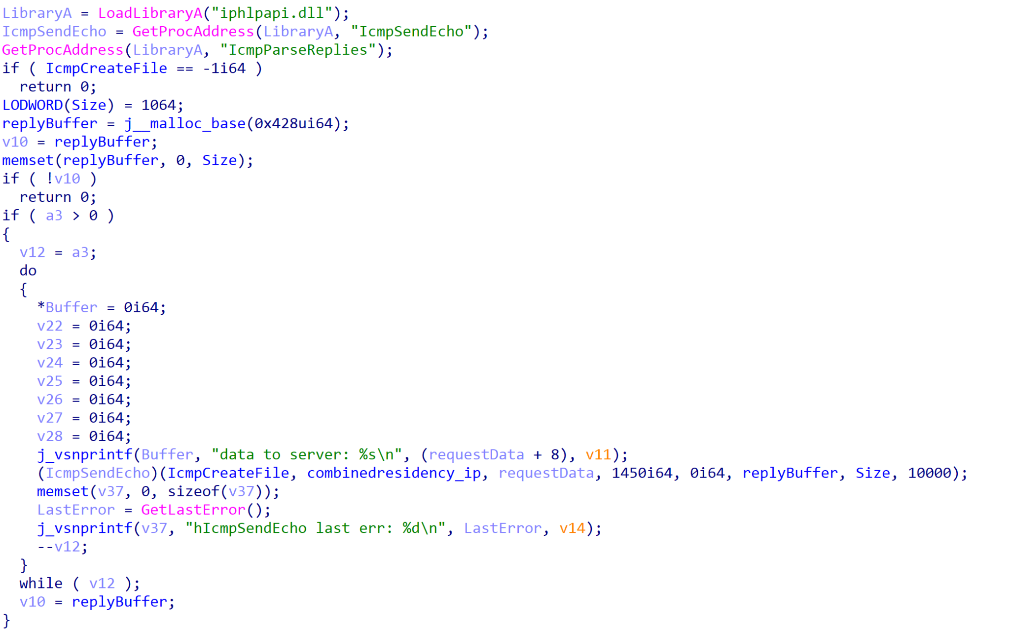 ICMP request functionality. Once a response is received, it is parsed in the same way the HTTP response will be parsed.