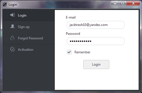 Screenshot of the OriginLogger builder login screen, including fields for email and password and option to remember password.