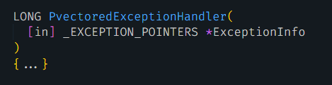 Showing the type information for the handler function.