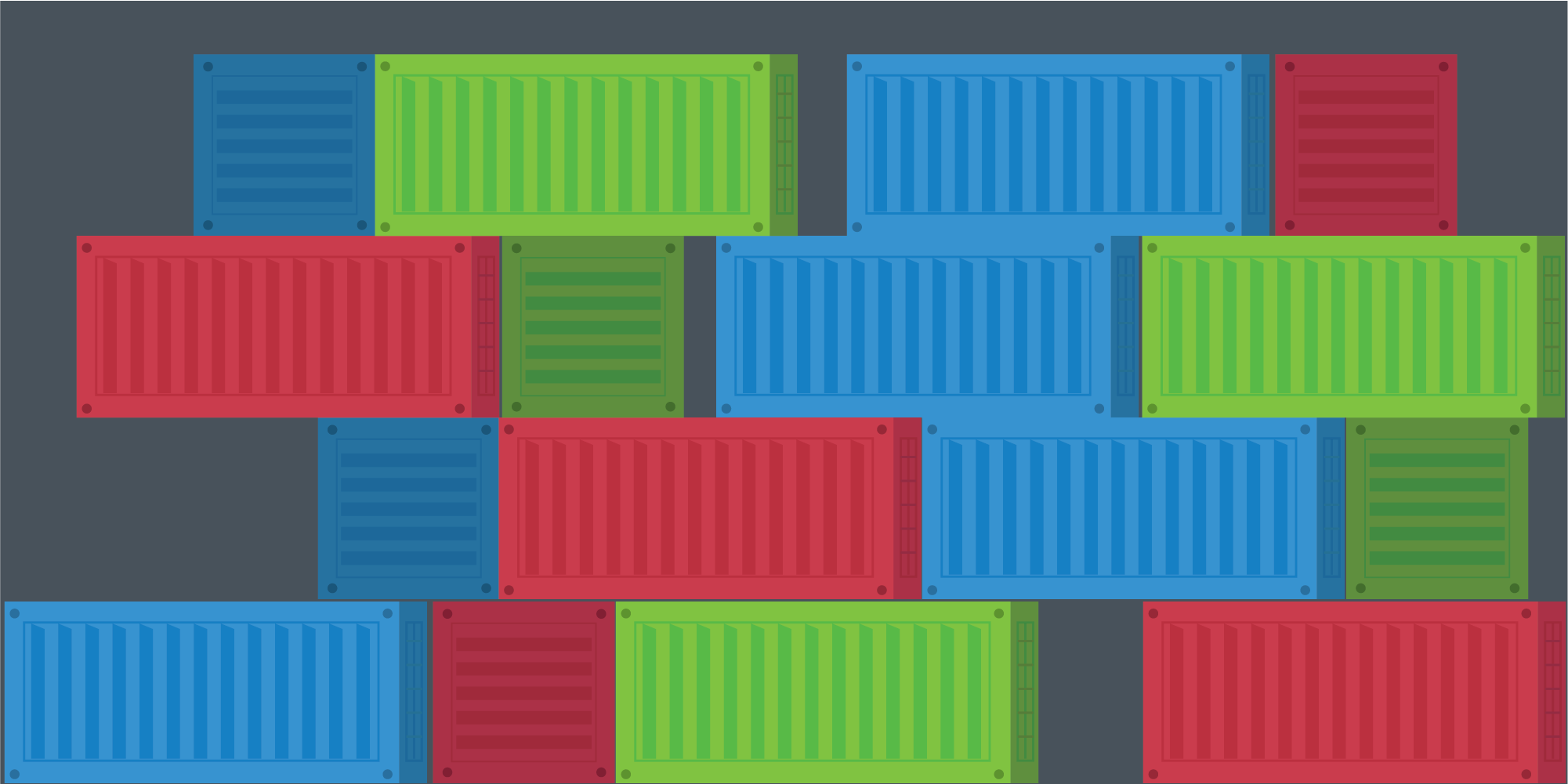 A pictorial representation of many storage containers stacked together