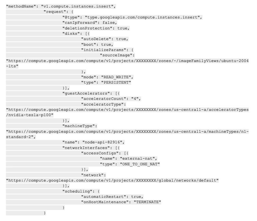 Image 5 is a screenshot of many lines of code demonstrating how the threat actor created standard virtual machines, creating more than 1,600 in total.