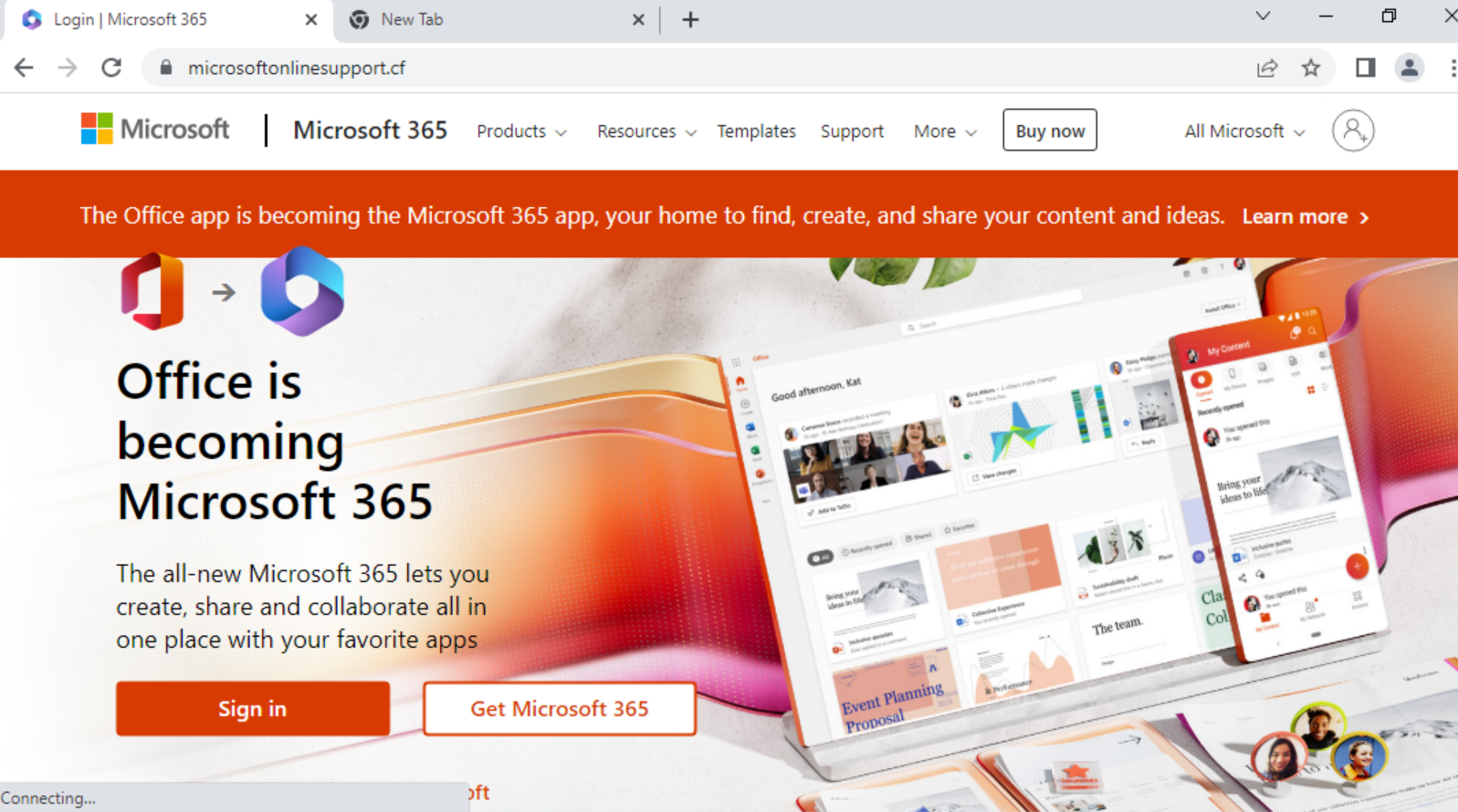 Image 9 is a screenshot of a phishing URL that targets Microsoft's online support page.