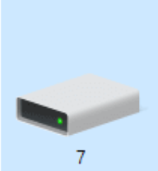 Image 5 is a screenshot of the drive icon, showing a drive with a green light against a blue background. The number 7 is at the bottom.