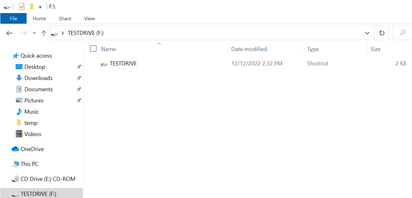 Image 8 is a screenshot of Windows Explorer showing the infected USB drive. Show hidden files is not enabled in this instance. 