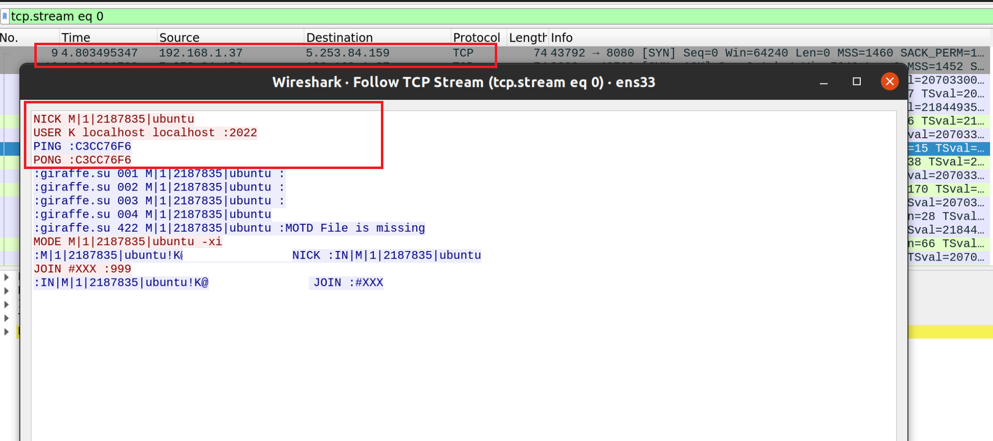 Image 9 is a screenshot of Wireshark showing the victim and C2 communication via an IRC bot. 