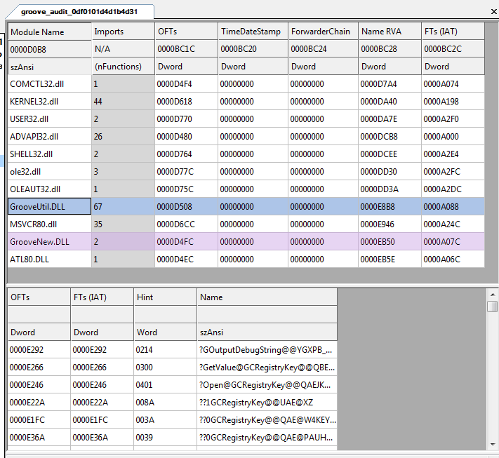 Image 2 is a screenshot of the Groove Audit Service file. It shows the required dependencies needed to run the sample. 