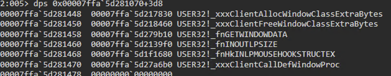 Image 20 is a screenshot of the KernelCallbackTable before the function pointers are overwritten.