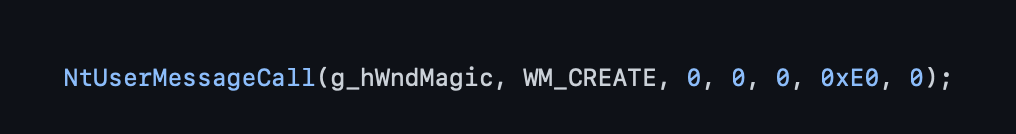 Image 25 is a screenshot of line 530 of the POC. It is the call to NtUserMessageCall.