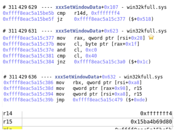 Image 39 is a screenshot of the disassembly of xxxSetWindowData.