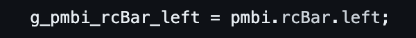 Image 64 is a screenshot of line 249 of the POC: g_pmbi_rcBar_left = pmbi.rcbar.left.