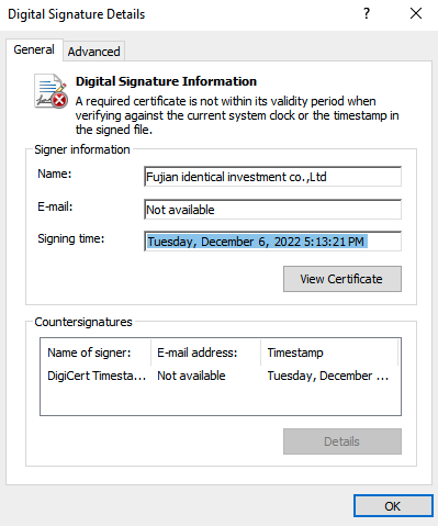 Image 12 is a pop-up window of the digital signature details. It is open to the general tab. The information included is the name, email, signing time, and an option to view the certificate. Countersignatures are also available.